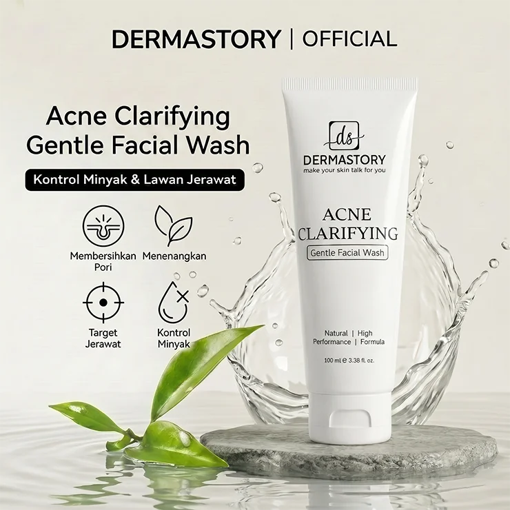 DERMASTORY Sabun Cuci Muka Jerawat Acne Clarifying Gentle Facial Wash 100ml - Gambar 2