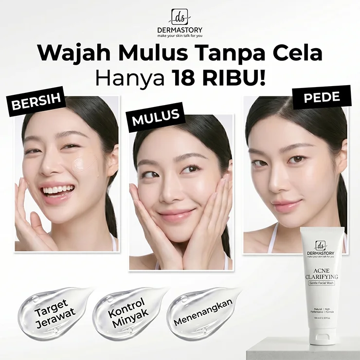 DERMASTORY Sabun Cuci Muka Jerawat Acne Clarifying Gentle Facial Wash 100ml - Gambar 4