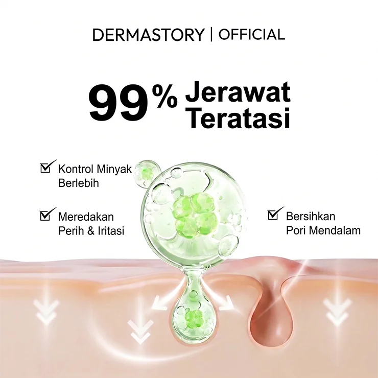 DERMASTORY Sabun Cuci Muka Jerawat Acne Clarifying Gentle Facial Wash 100ml - Gambar 7