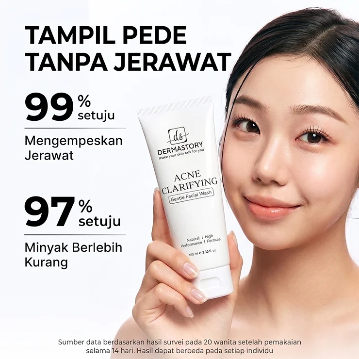 DERMASTORY Sabun Cuci Muka Jerawat Acne Clarifying Gentle Facial Wash 100ml - Gambar 8