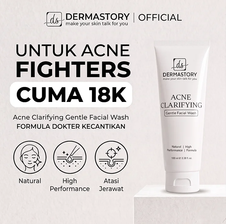 DERMASTORY Sabun Cuci Muka Jerawat Acne Clarifying Gentle Facial Wash 100ml - Gambar 9